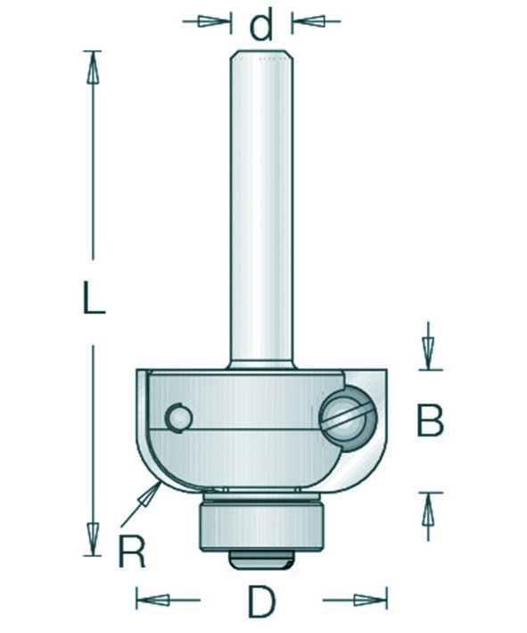 677-8 HM Amaxx Holprofielfrees met Kogellager en Wisselmes R=6 d=8